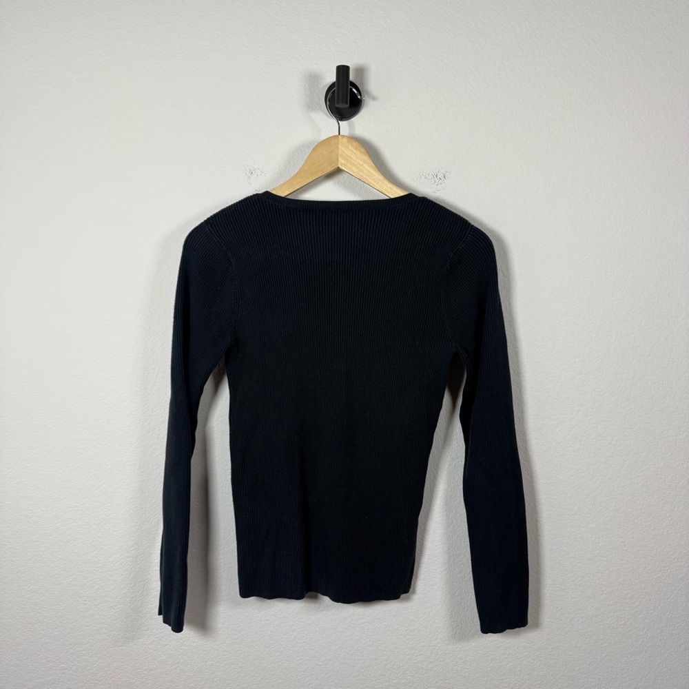 Vintage Polo Jeans Ralph Lauren V-Neck Ribbed Sweater Navy Blue M - Picture 8 of 8